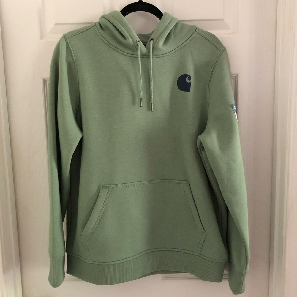 Carhartt Green Sweater with Relaxed Fit and Drawstring Hood